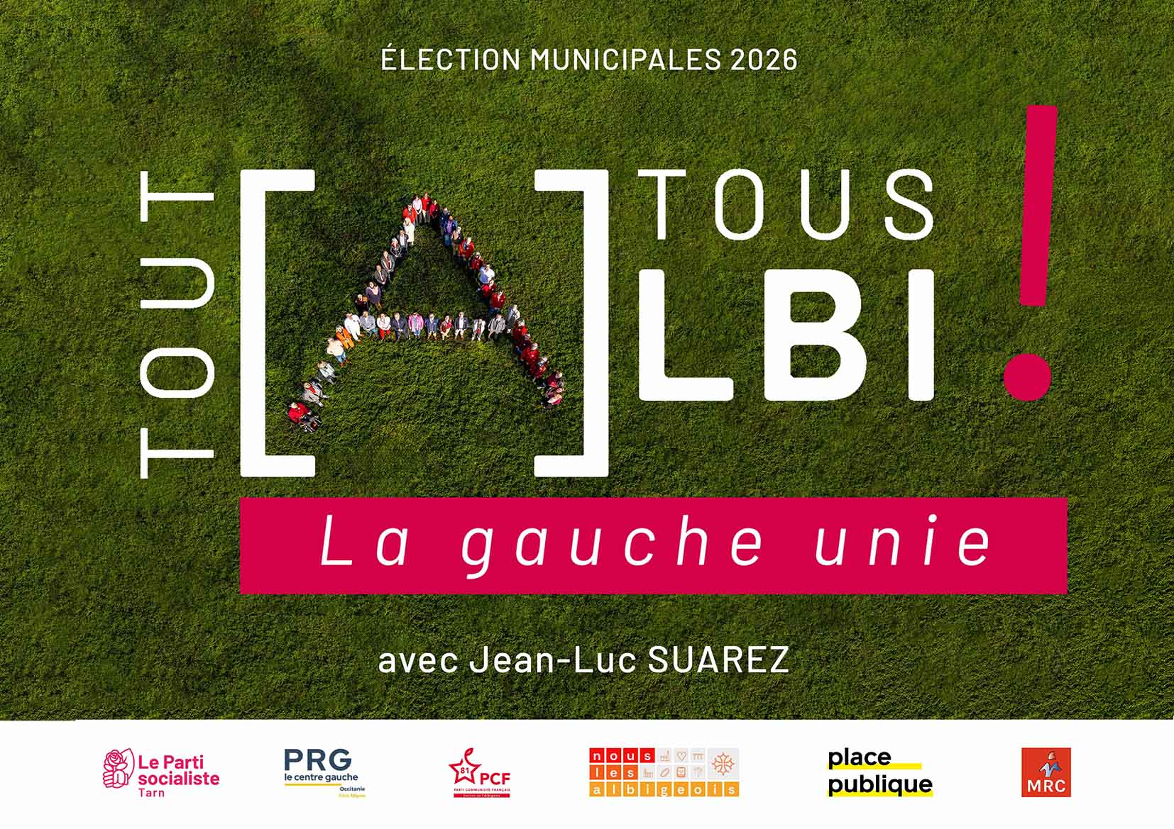 Affiche officielle des colistiers de la liste Tous Albi Tout Albi